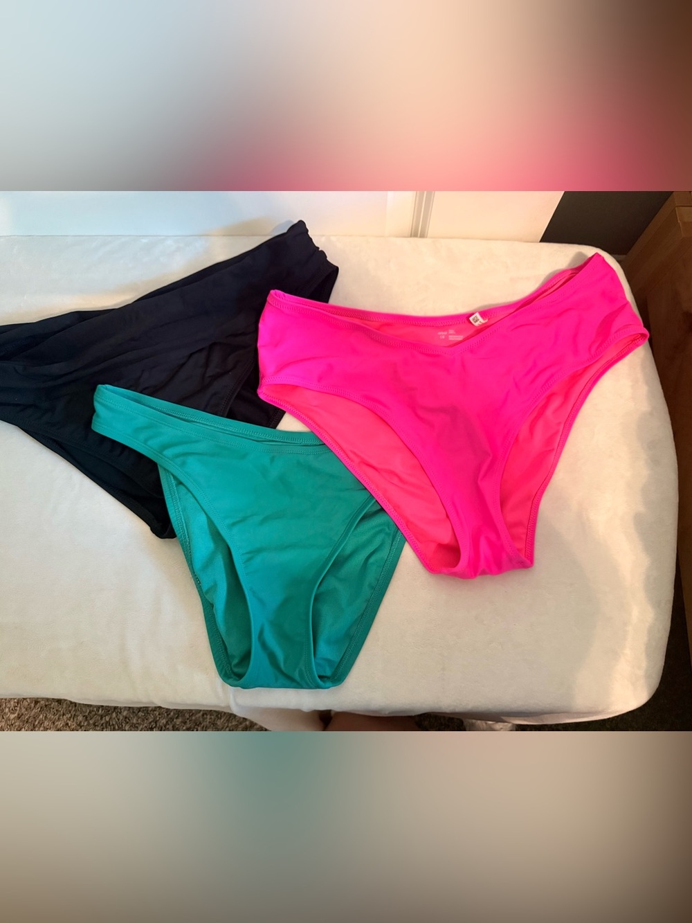 Neon Pink, Teal & Black Bikini Bottoms Trio